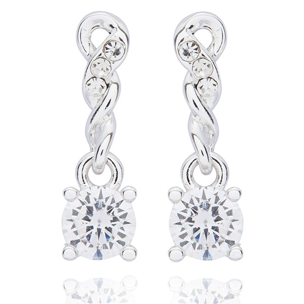Pure Elegance Double Twist Silver Plated Earrings