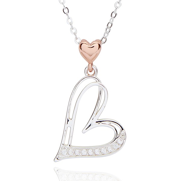 Polished Two Tone Irregular Heart Necklace