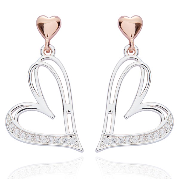 Polished Two Tone Irregular Heart Earrings