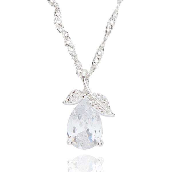 Back To Nature Leaves Teardrop Silver Plated Necklace