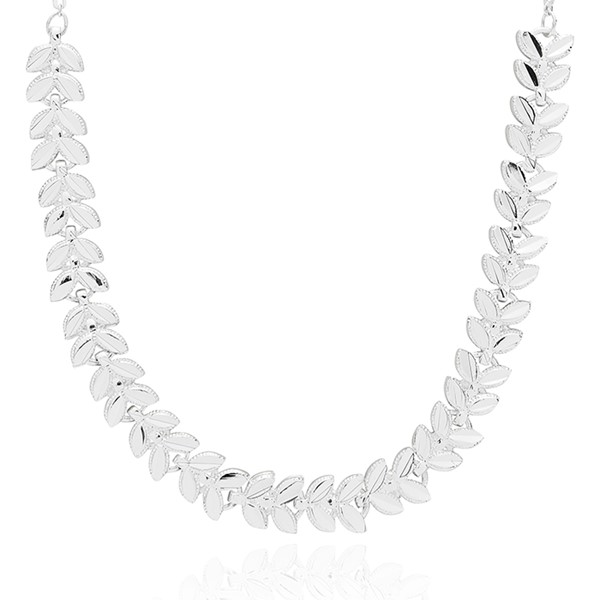 Back To Nature Modern Leaves Silver Plated Necklace