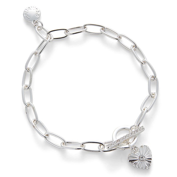 Te Amo Vignete Heart Silver Plated Bracelet