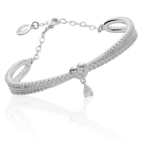 Te Amo Flexi Heart Silver Plated Bangle