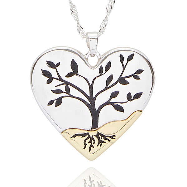 Tree of Life Two Tone Heart Necklace