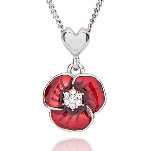 Suspended Poppy Heart Necklace