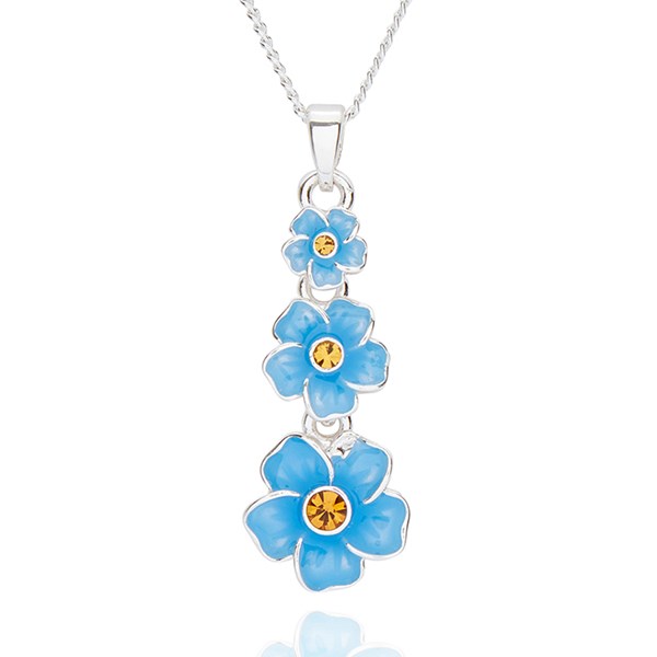 Forget Me Not Trio Silver Plated Necklace