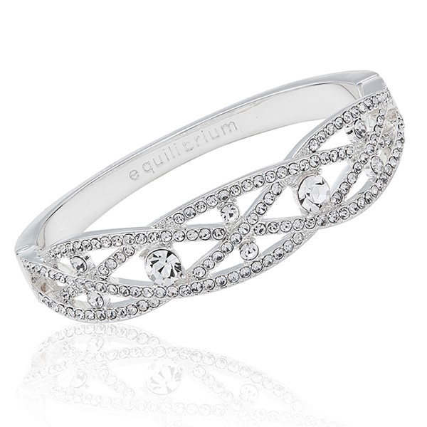 Glam Sparkle Silver Plated Bangle Clear