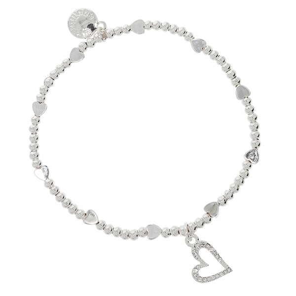Stackable Silver Plated Bracelet Sparkle Heart
