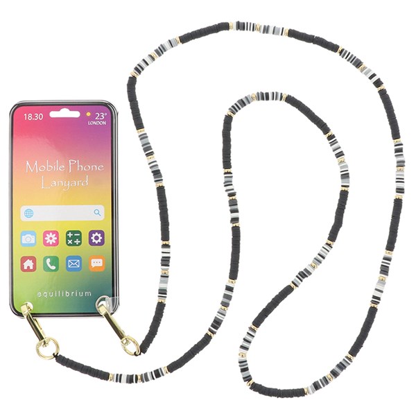 Beaded Mobile Phone Lanyard Black