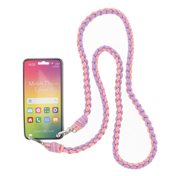 Plaited Mobile Phone Lanyard Pink & Lilac