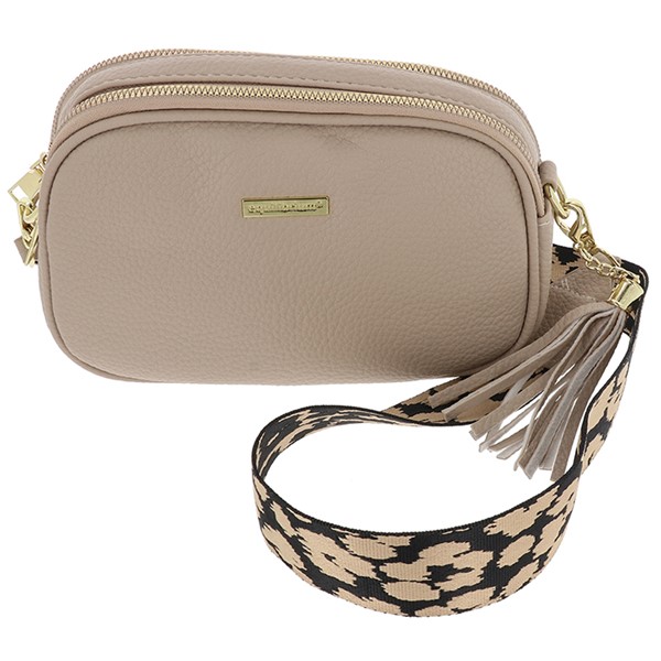 Cross Body Shoulder Bag Two Zips Cream
