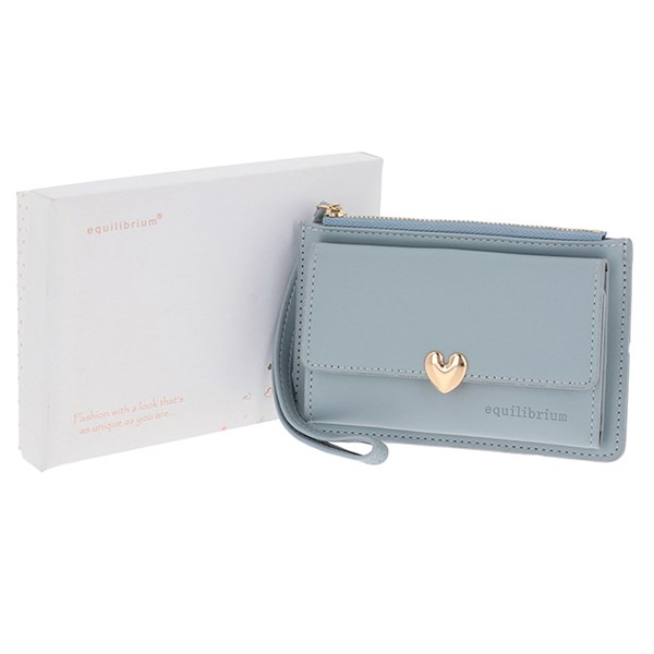 Ladies Heart Credit Card Coin Holder Pale Blue