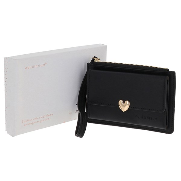 Ladies Heart Credit Card Coin Holder Black