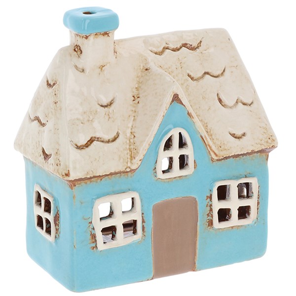Village Pottery Dormer House Teal Tealight
