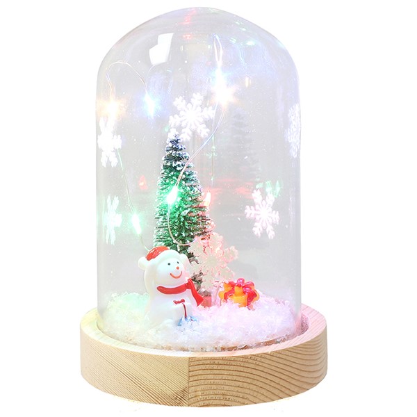 Xmas Glass Snowman LED Dome Small