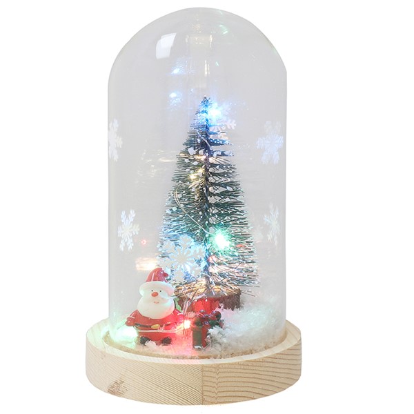 Xmas Glass Santa LED Dome Tall