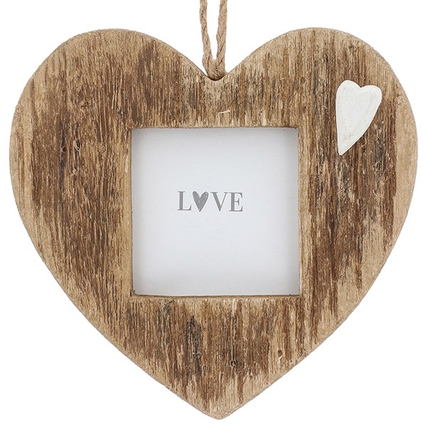Heart Wood Heart Hanging Photo Frame