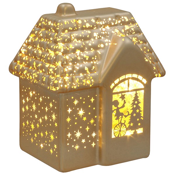 Bright Xmas LED House Gold