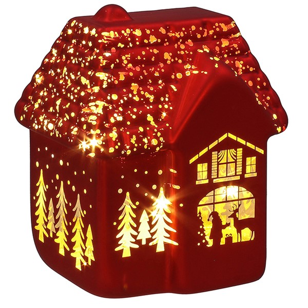 Bright Xmas LED House Red