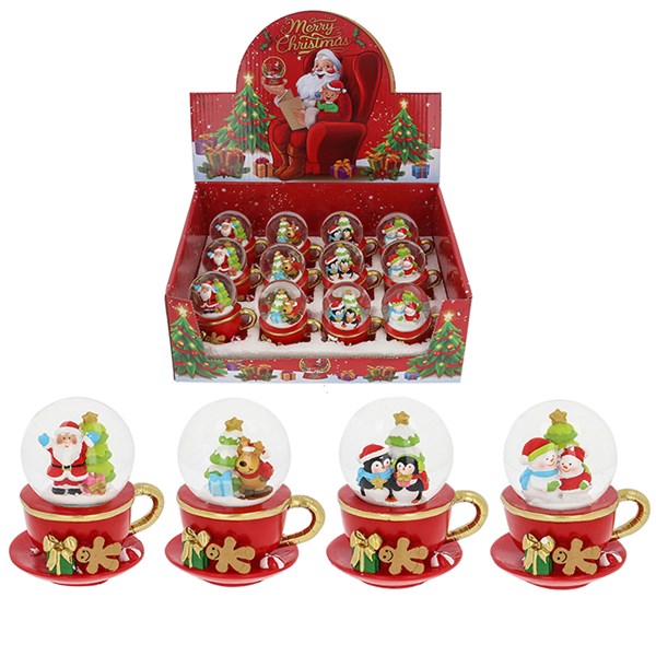 Xmas Teacup/Saucer Waterball Small