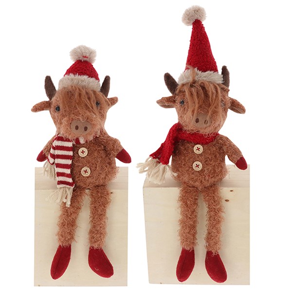 Xmas Highland Coo Dangle Leg Small