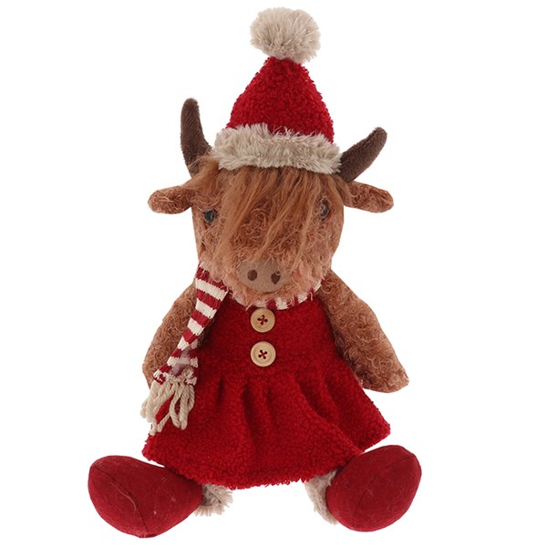 Xmas Highland Coo Sitting Medium Girl