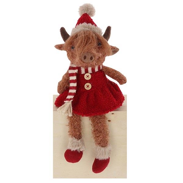 Xmas Highland Coo Dangle Girl Medium