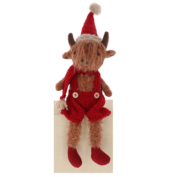 Xmas Highland Coo Dangle Boy Medium