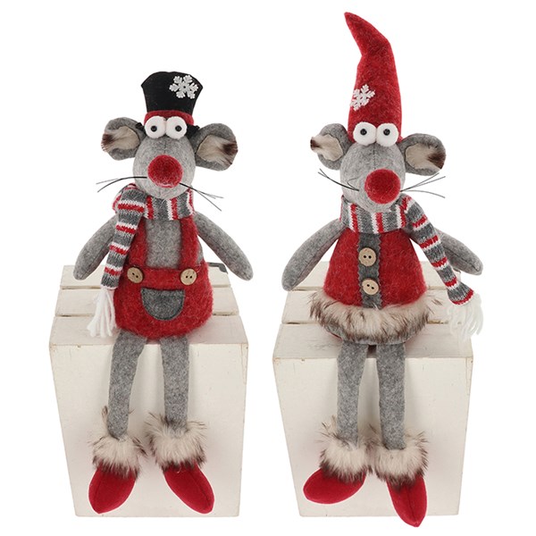 Xmas Cuties Grey Mice Dangle Leg