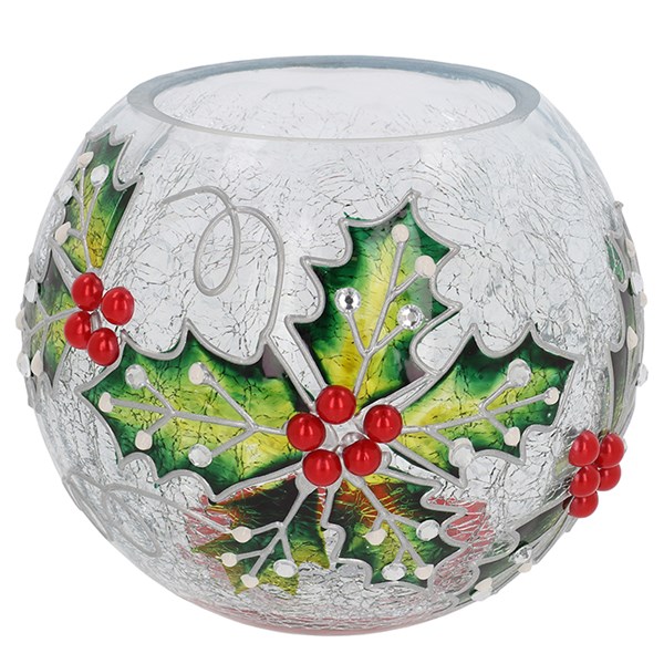 Xmas Crackle Ball Tealight Holly Large