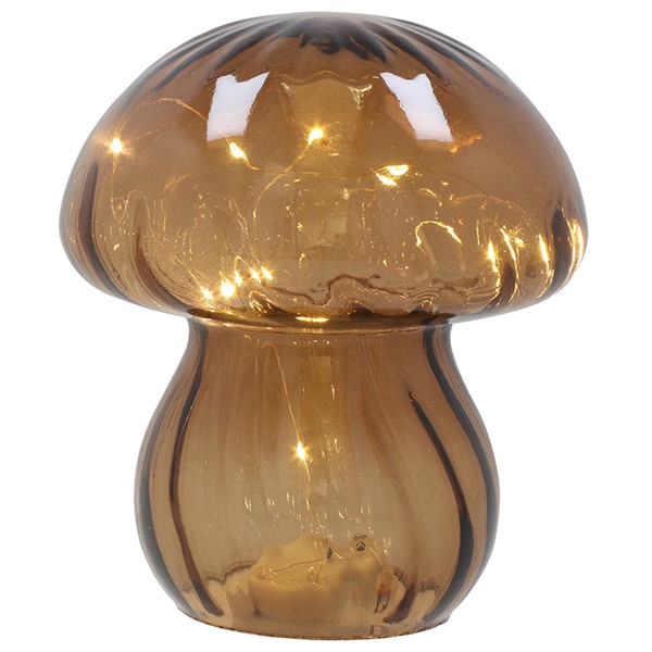 Handblown LED Mushroom Clear Brown