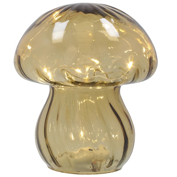 Handblown LED Mushroom Clear Amber
