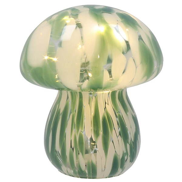 Handblown LED Mushroom Green
