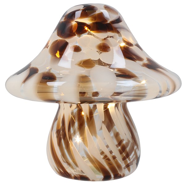 Handblown LED Toadstool Brown