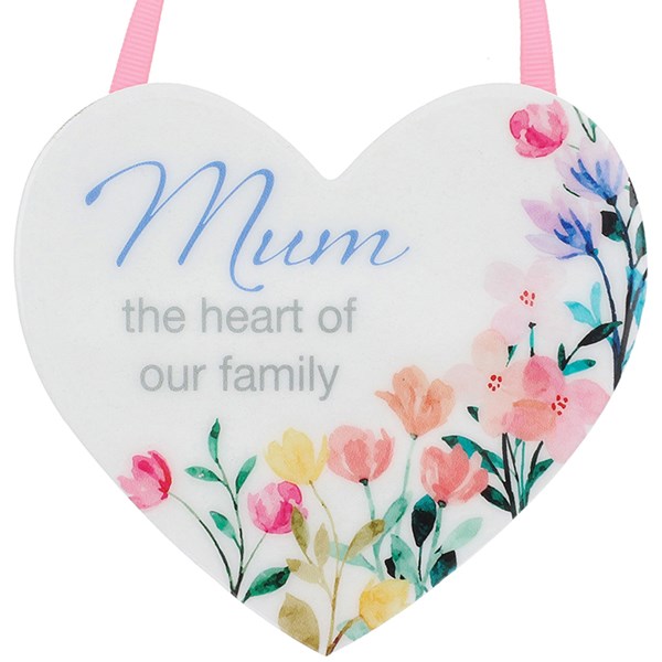 Floral Words Mum Hanging Heart