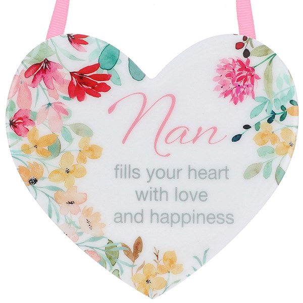 Floral Words Nan Hanging Heart