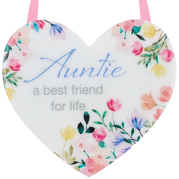 Floral Words Auntie Hanging Heart