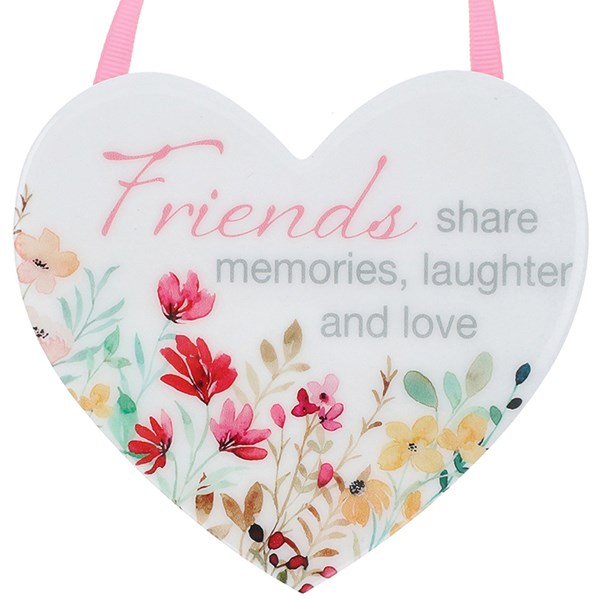 Floral Words Friends Hanging Heart