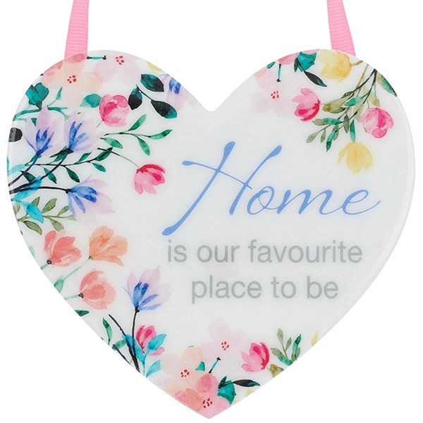 Floral Words Home Hanging Heart