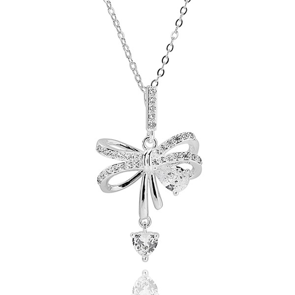 Eternal Bow Glam Silver Plated Necklace