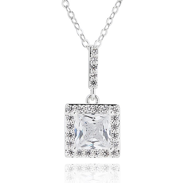 Geometric Glam Square Silver Plated Necklace