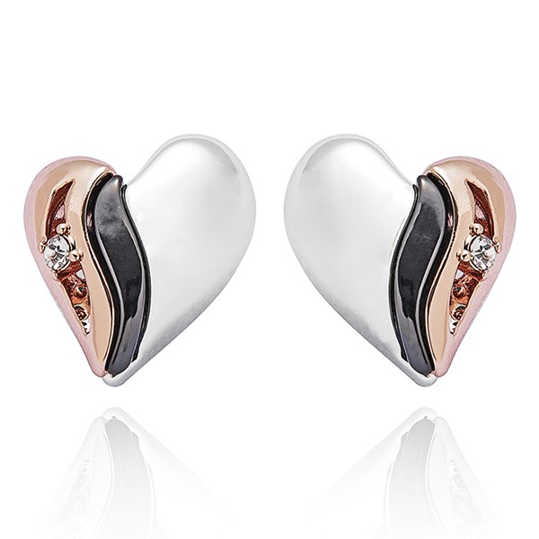 Mixed Metal Glam Heart Earrings