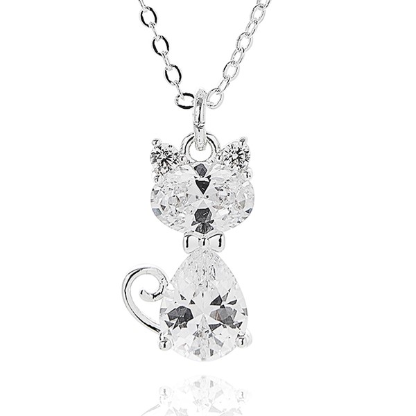 Furry Companions Sparkle Cat Silver Plated Necklace