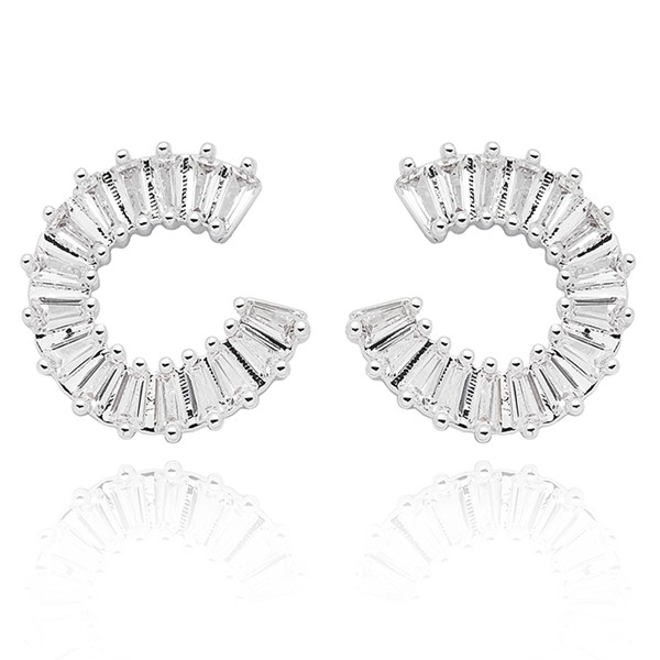 Equestrian Modern Horseshoe Silver Plated Earrings
