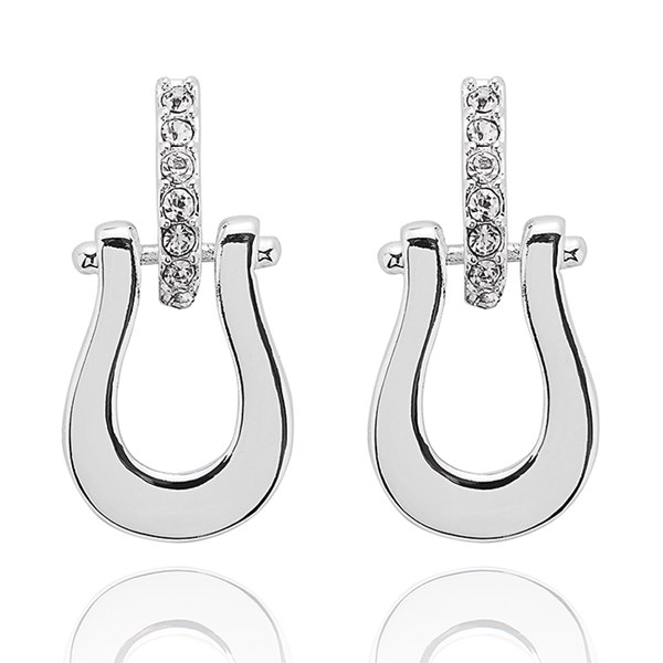 Equestrian Ornate Horseshoe Silver Plated Earrings