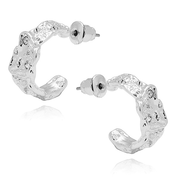 Molten Metal Chic Silver Plated Hoop Earrings