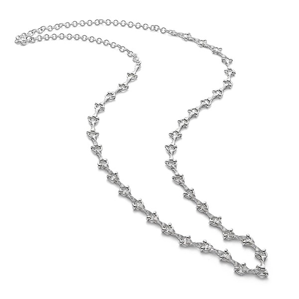 Contemporary Long Circle Twist Silver Plated Necklace