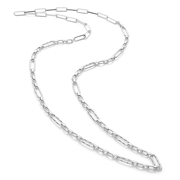 Contemporary Long Textured Silver Plated Necklace