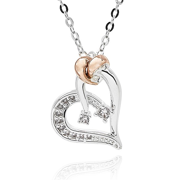 Polished Two Tone Entwined Heart Necklace