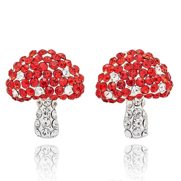 Back To Nature Glam Toadstool Silver Plated Stud Earrings